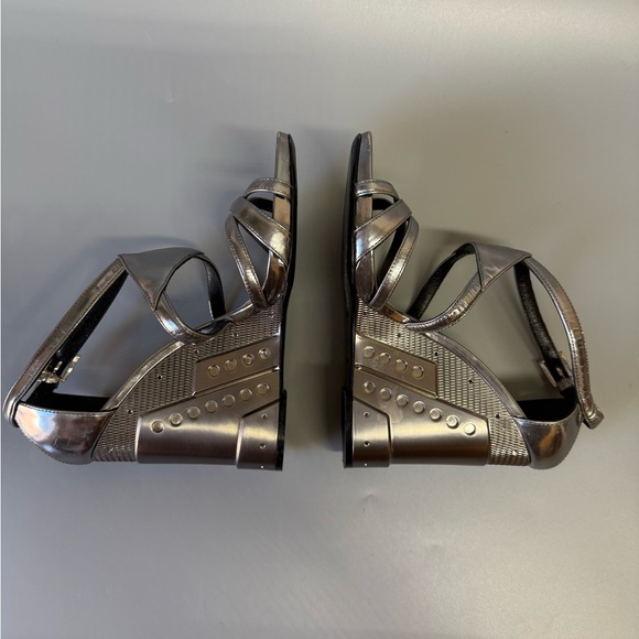 Prada Capretto Lamina Sandals Sz 6.5 37 - Picture 3 of 15